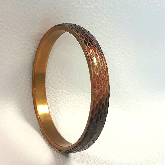 Hand Painted Python Snakeskin/ Bangle Bracelet/ Handcrafted by J.Monique - Picture 3 of 12